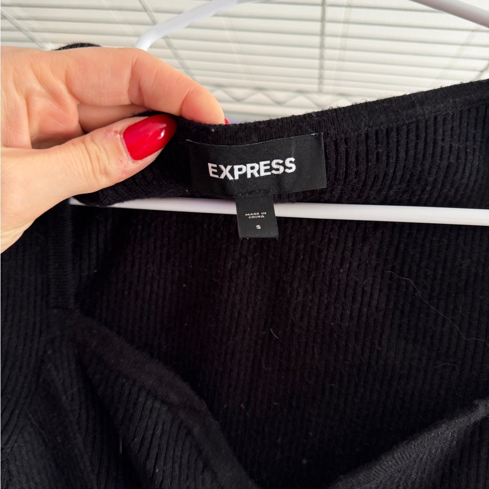 Express Black Ribbed Knit Top - Picture 3 of 3